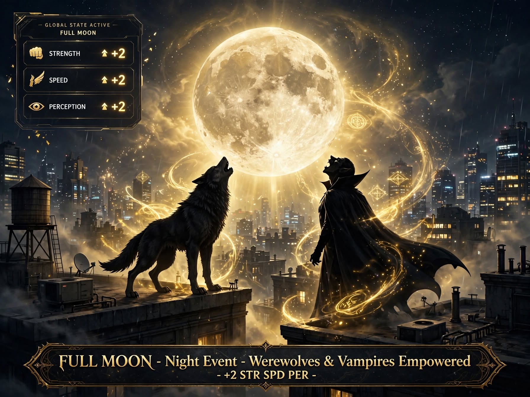 Full Moon for werewolves and vampires